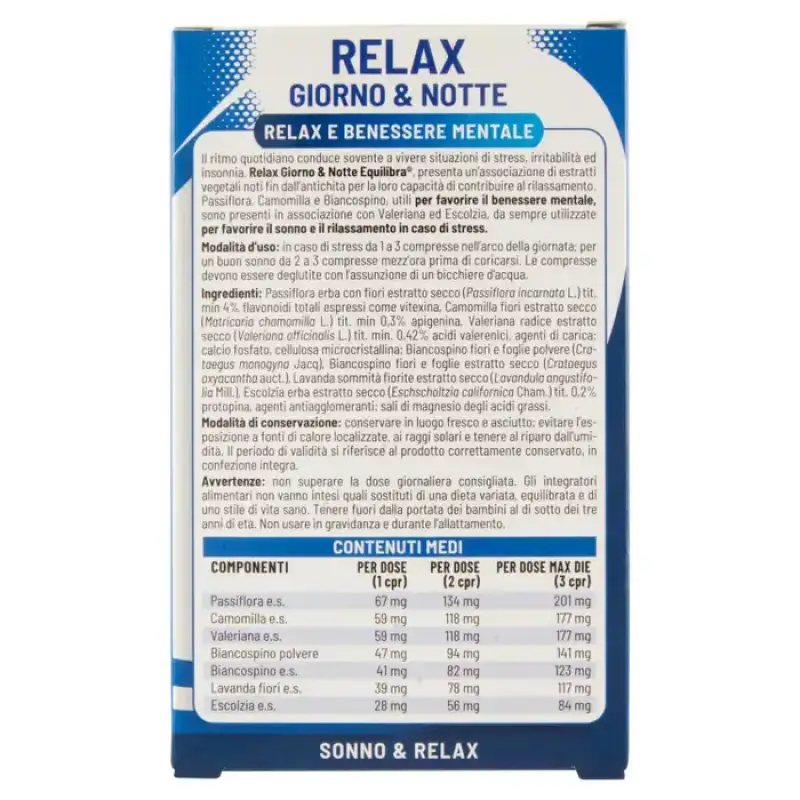 Equilibra Supliment Alimentar Relax Zi si Noapte 50 Tablete Bax 9 buc.